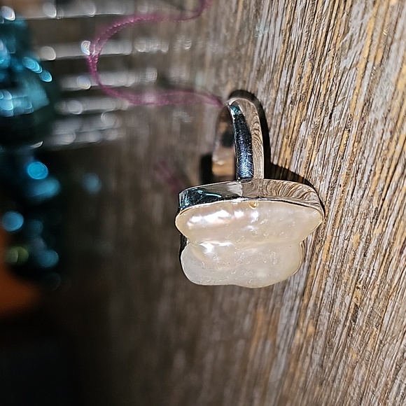 New Baroque pearl  Ring size 9.5  sterling silver - Picture 2 of 8